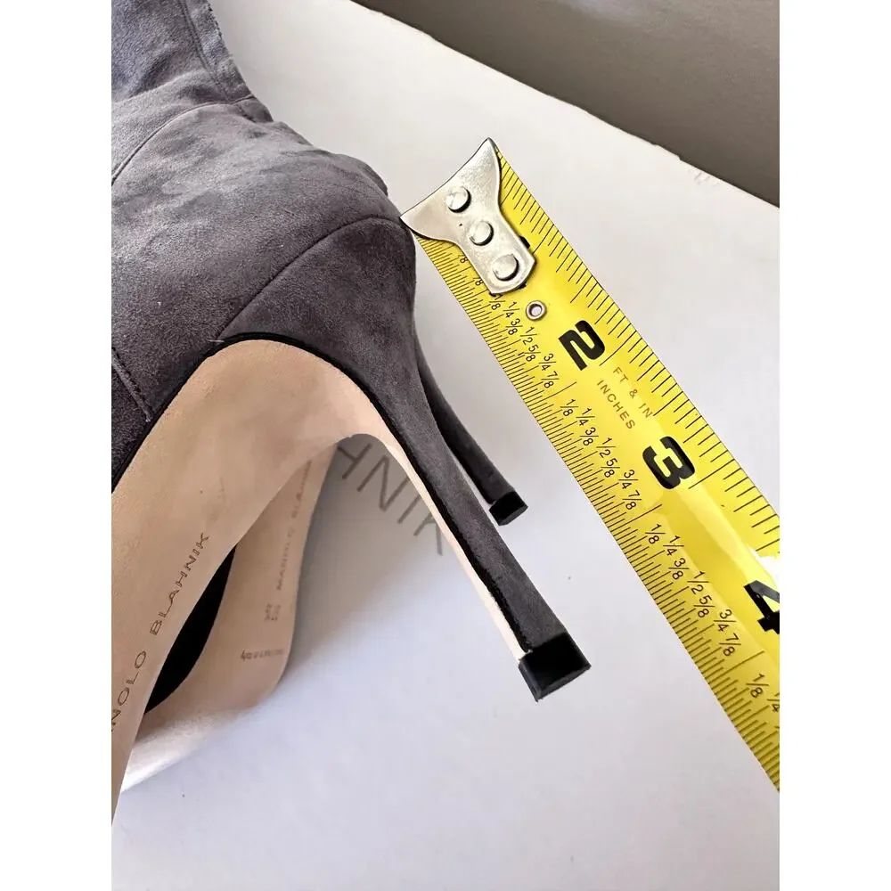 $1995 Manolo Blahnik Likanskim Boots Fur Suede Tall Womens Shoes Size 37.5 New